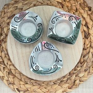 New Lenox Spyro Votive Holders | Set of 3 | Tea light Dishes | Metal Serveware